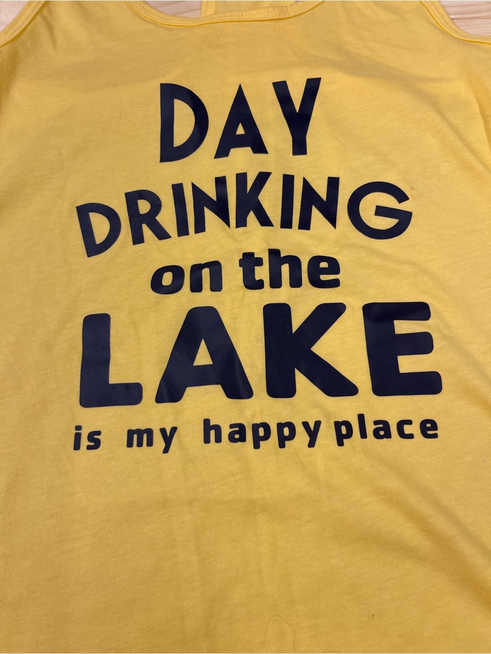 Yellow Graphic Tank - "Day Drinking on the Lake"- By Ideal T Women’s Sz Small